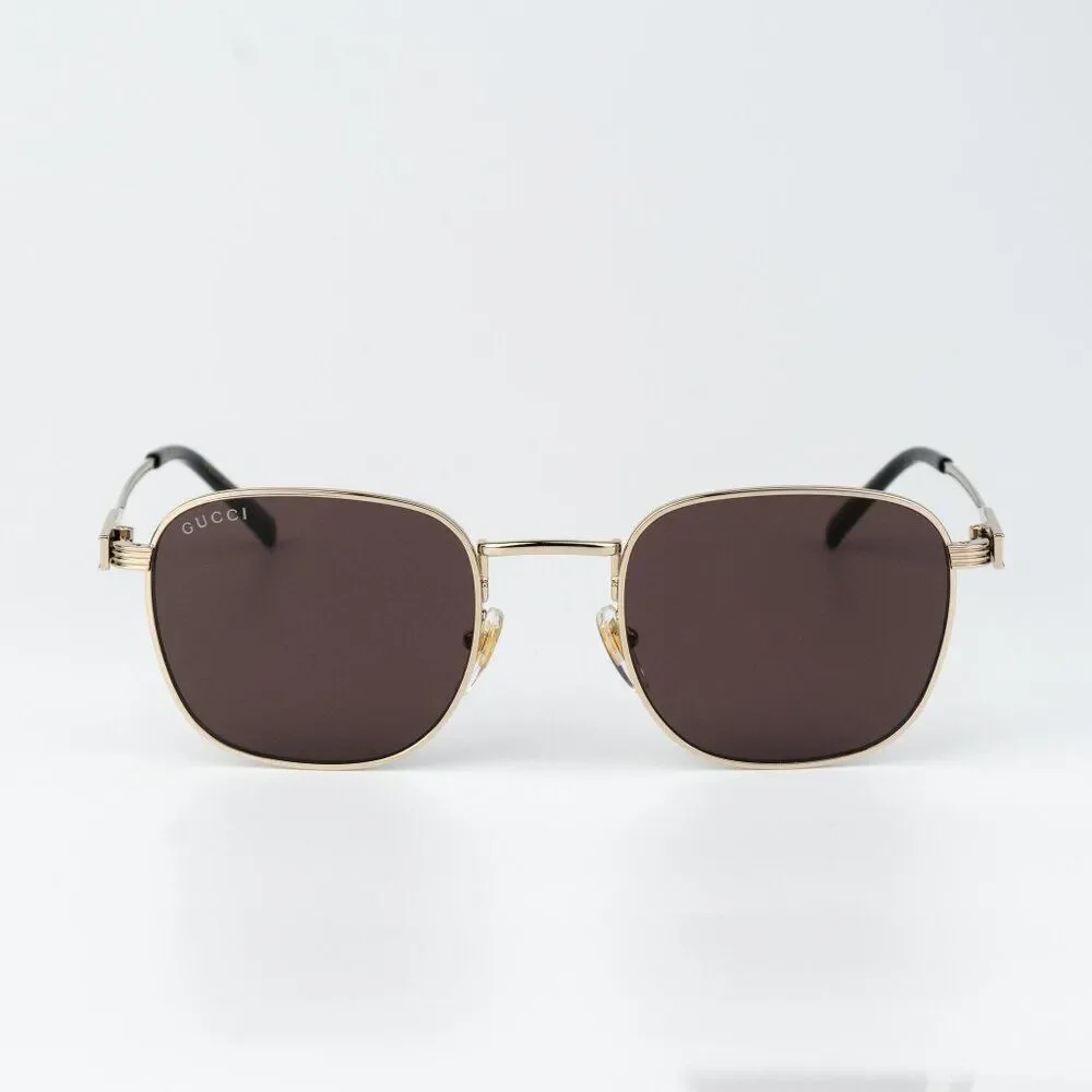 Gucci Women Sunglasses Gold Brown Square GG1876S 002 NEW AUTHENTIC
